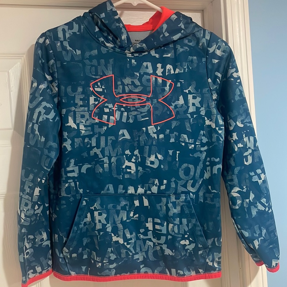 Under Armour ColdGear, Loose Fit, YLG, Blue/Bright Orange/Gray